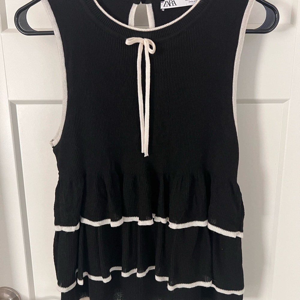 Zara Black Tank Top with whiteTrim